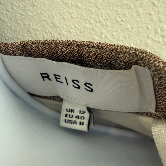 Reiss Brown V-Neck Mini Suit Dress - Picture 2 of 9